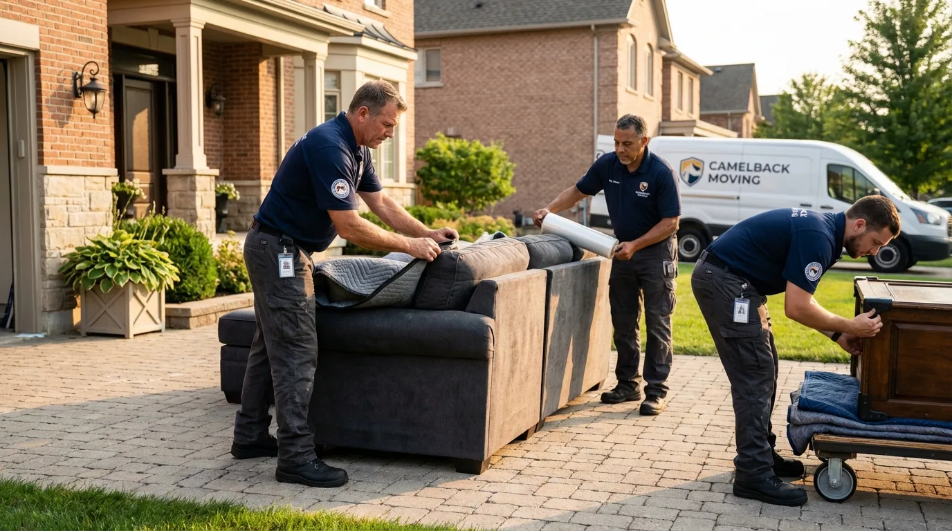 Large estate moving crew wrapping furniture in Hackettstown, NJ