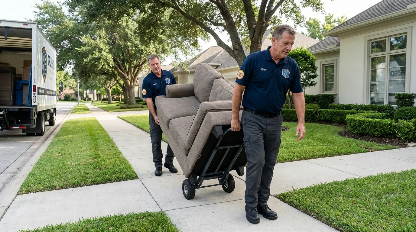 Local residential moving crew loading furniture in Hackettstown, NJ